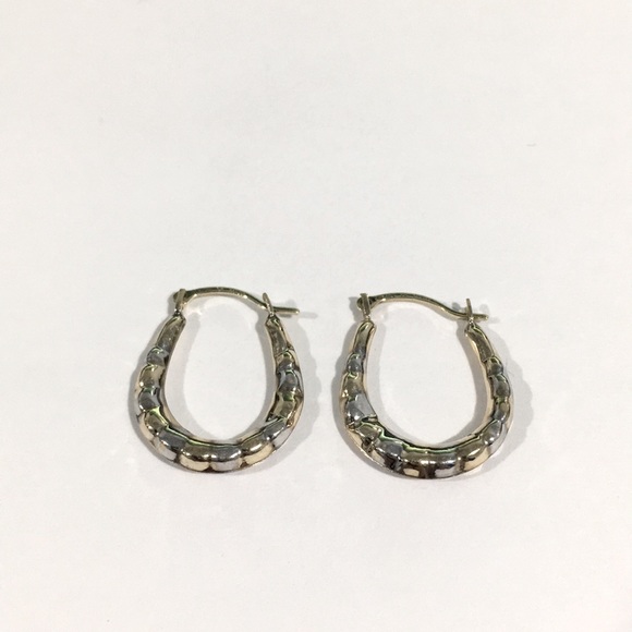 Jewelry - 10k Two Tone Gold Small Hoop Earrings